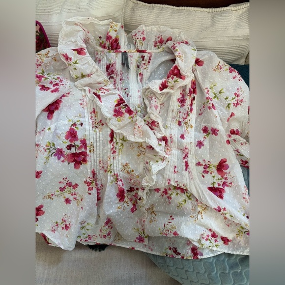 By Anthropologie Ruffled Pin-Tuck Button-Front Blouse - Picture 7 of 7